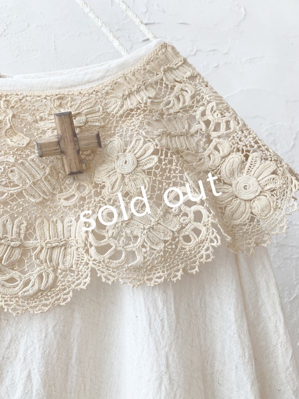 画像4: pollenbienco／アンティークレースと十字架のギャザーブラウス ・D (4)