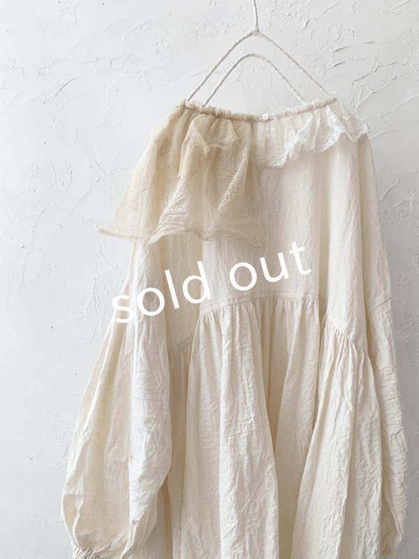 画像9: pollenbienco/アンティークレースと十字架のギャザーブラウス ・B (9)