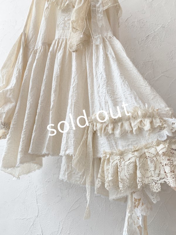 画像7: pollenbienco/アンティークレースと十字架のギャザーブラウス ・B (7)