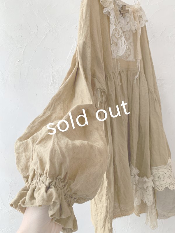 画像7: pollenbienco／アンティークレースと十字架のギャザーブラウス ・C (7)