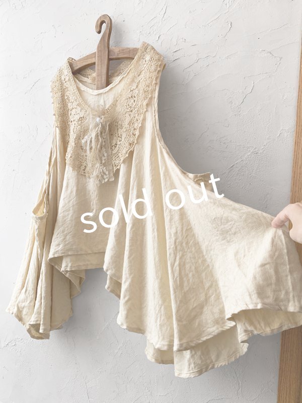 画像4: pollenbienco／アンティークレースと十字架のチュニック (4)