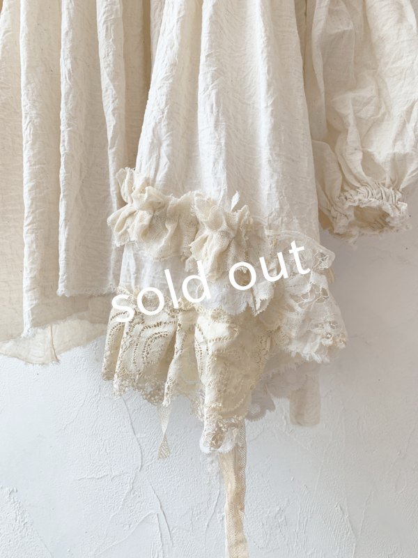 画像5: pollenbienco/アンティークレースと十字架のギャザーブラウス ・B (5)