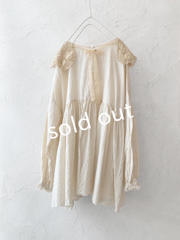 画像9: pollenbienco／アンティークレースと十字架のギャザーブラウス ・D (9)