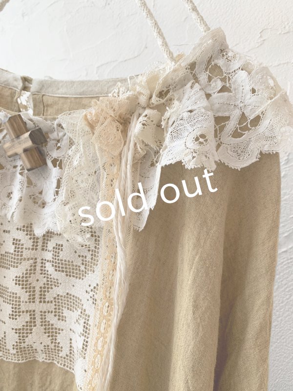 画像3: pollenbienco／アンティークレースと十字架のギャザーブラウス ・C (3)