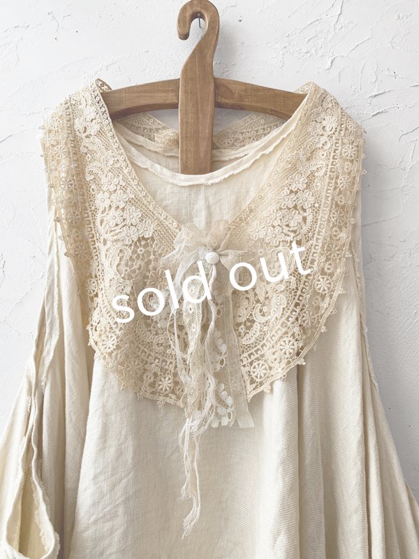 画像2: pollenbienco／アンティークレースと十字架のチュニック (2)