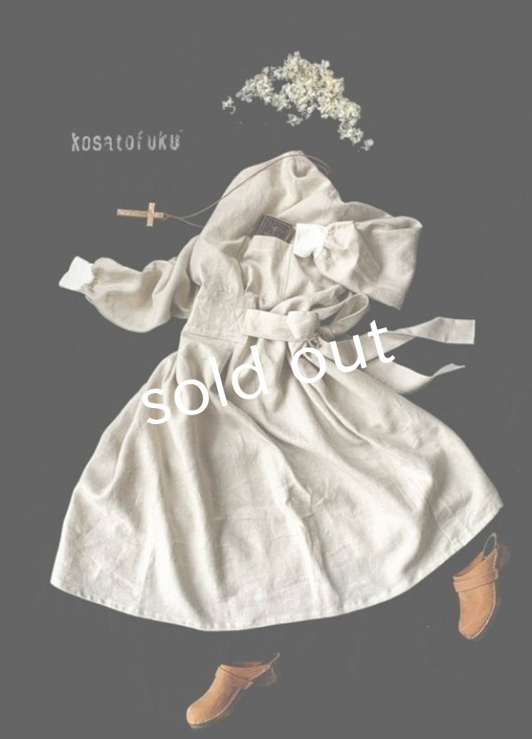 画像16: kosatofuku／リネンのナースワンピース・ブラック (16)