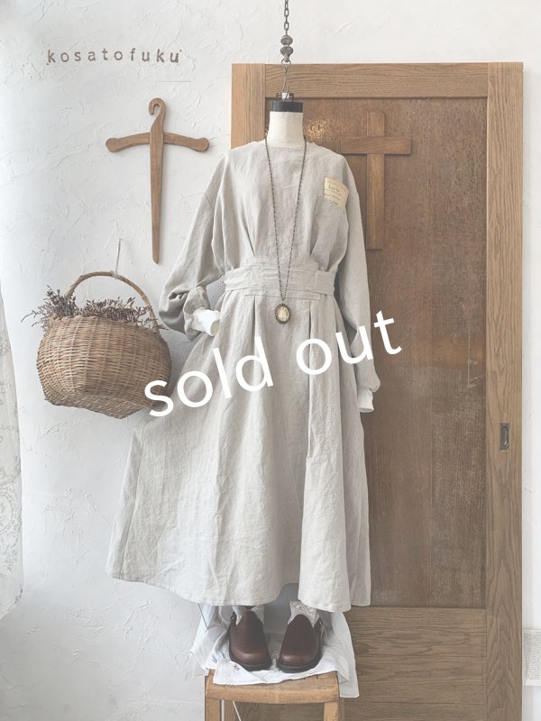 画像9: kosatofuku／リネンのナースワンピース・ブラック (9)