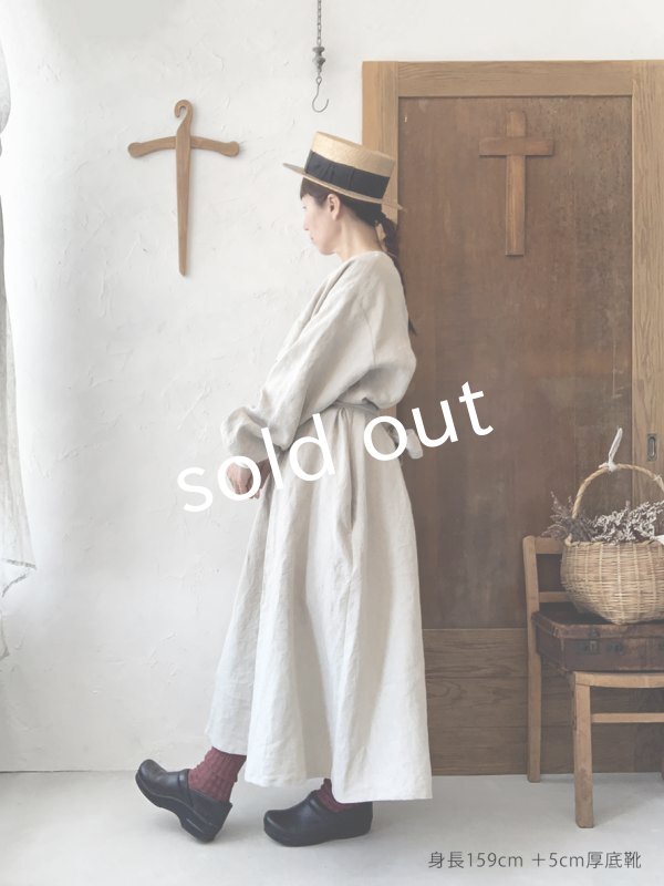 画像8: kosatofuku／リネンのナースワンピース・ブラック (8)