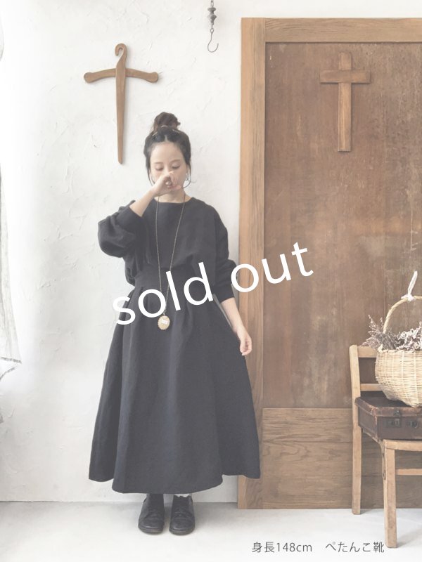 画像5: kosatofuku／リネンのナースワンピース・ブラック (5)