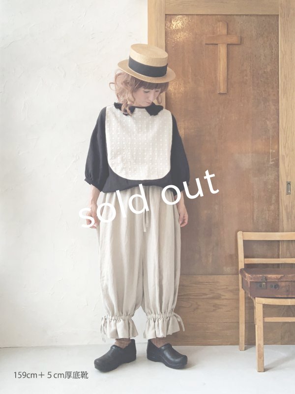 画像11: kosatofuku／ベルギーリネンのドロワーズパンツ・ブラック (11)