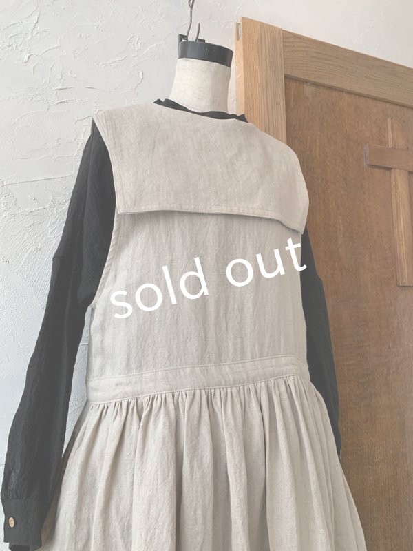 画像5: kosatofuku／セーラーカラー付きノースリーブドレス・生成り (5)