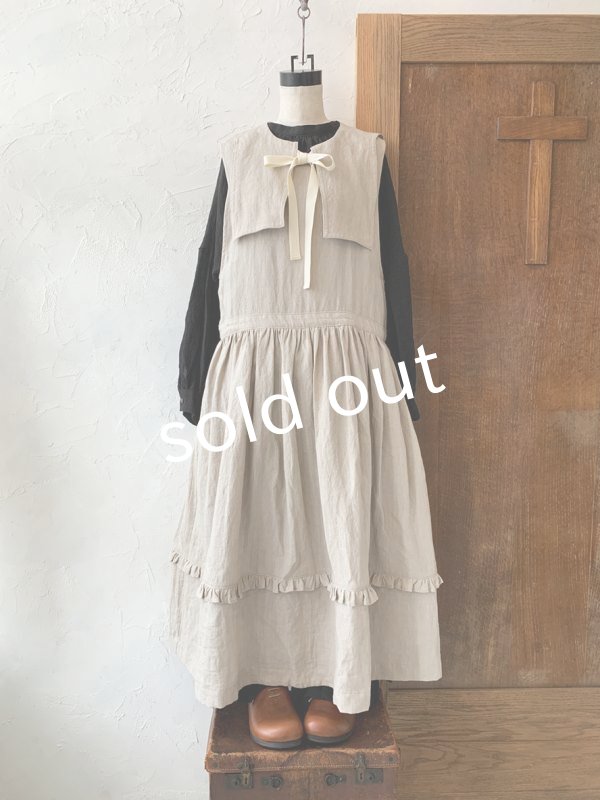 画像4: kosatofuku／セーラーカラー付きノースリーブドレス・生成り (4)