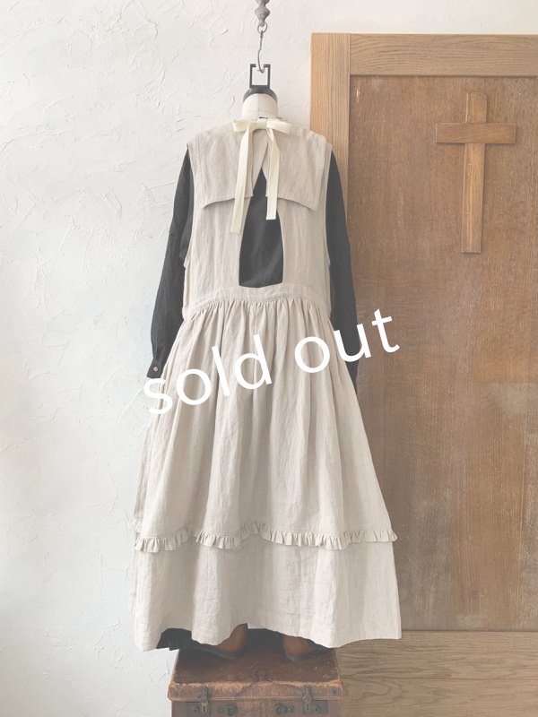 画像7: kosatofuku／セーラーカラー付きノースリーブドレス・生成り (7)