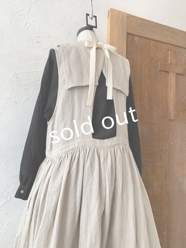 画像7: kosatofuku／セーラーカラー付きノースリーブドレス・ブラック (7)