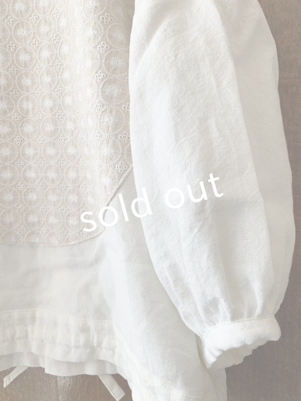 画像5: kosatofuku／プリーツカラーとレース切替のブラウス・オフ (5)