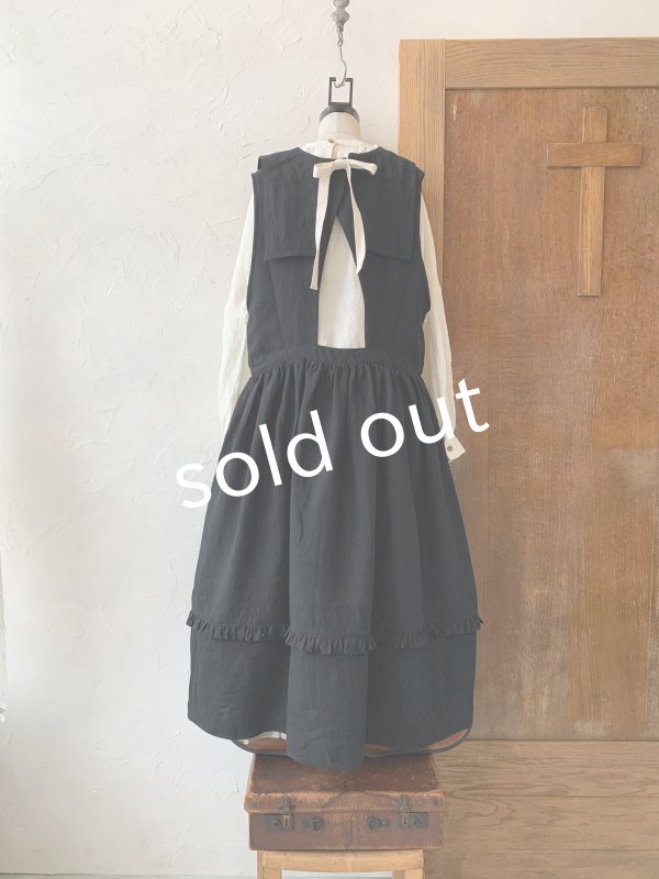 画像5: kosatofuku／セーラーカラー付きノースリーブドレス・ブラック (5)