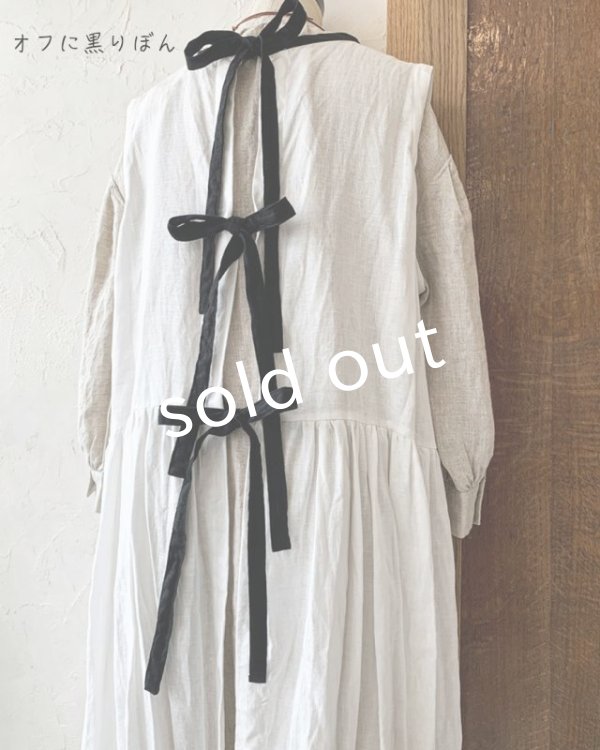 画像6: Avenue／後ろりぼんのノースリーブワンピース・オフに黒りぼん (6)