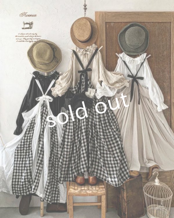 画像8: Avenue／後ろりぼんキャミワンピース・生成りに黒りぼん (8)