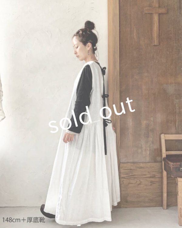 画像9: Avenue／後ろりぼんのノースリーブワンピース・オフに黒りぼん (9)