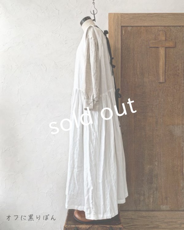 画像7: Avenue／後ろりぼんのノースリーブワンピース・オフに黒りぼん (7)