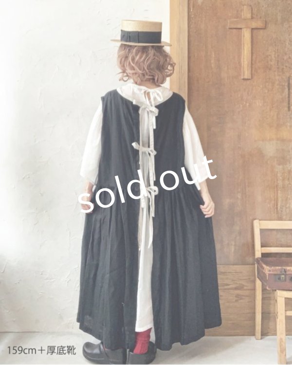 画像12: Avenue／後ろりぼんのノースリーブワンピース・オフに黒りぼん (12)