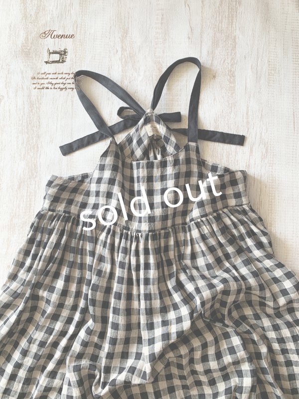 画像2: Avenue／後ろりぼんキャミワンピース・ギンガムに黒りぼん (2)