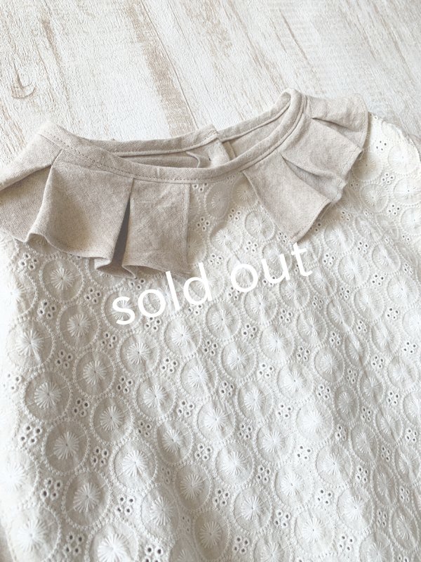 画像6: kosatofuku／プリーツカラーとレース切替のブラウス・キナリ (6)