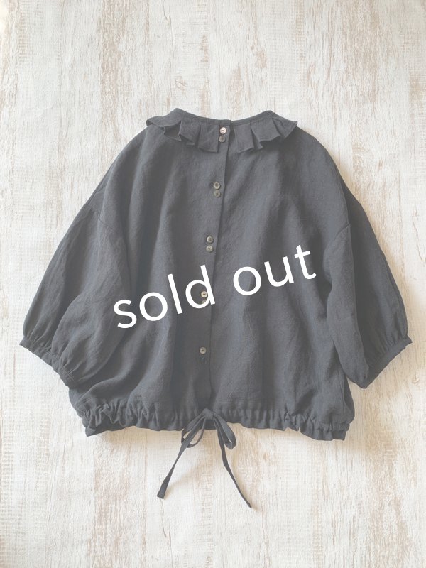 画像5: kosatofuku／プリーツカラーとレース切替のブラウス・ブラック (5)