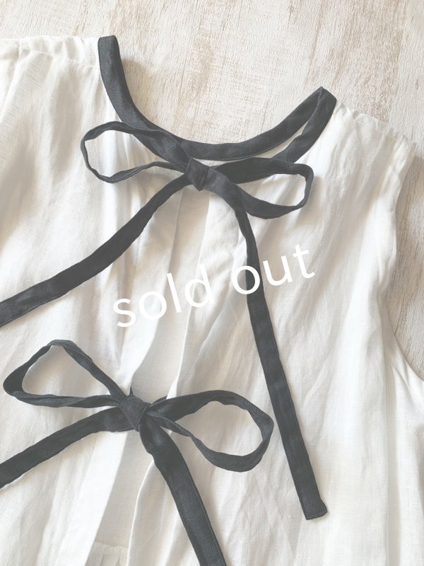 画像3: Avenue／後ろりぼんのノースリーブワンピース・オフに黒りぼん (3)