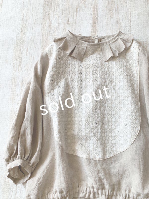 画像4: kosatofuku／プリーツカラーとレース切替のブラウス・キナリ (4)