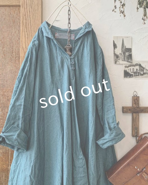 画像2: HALLELUJAH／Robe de femme de chambre 小間使いローブ衿付・turquoise (2)