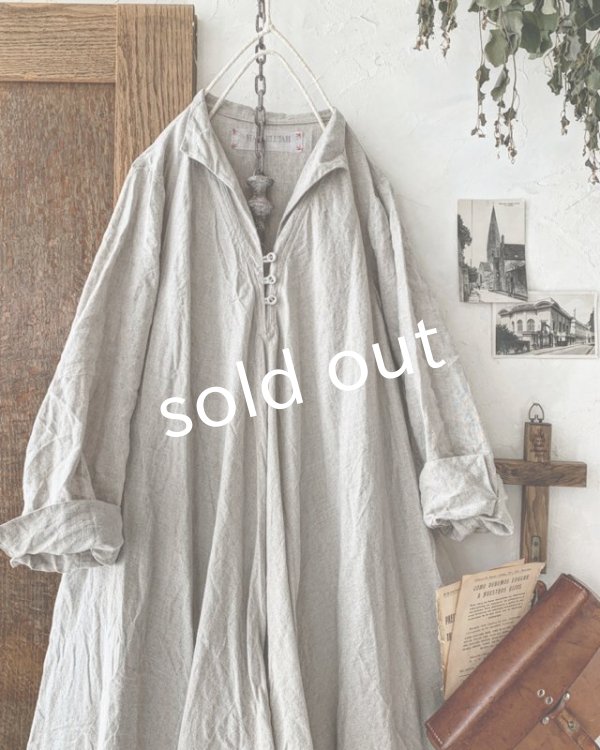 画像2: HALLELUJAH／Robe de femme de chambre 小間使いローブ衿付・flax (2)