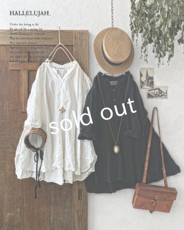 画像13: HALLELUJAH/Chemise de garçon Berger 羊飼い少年のシャツ・black (13)