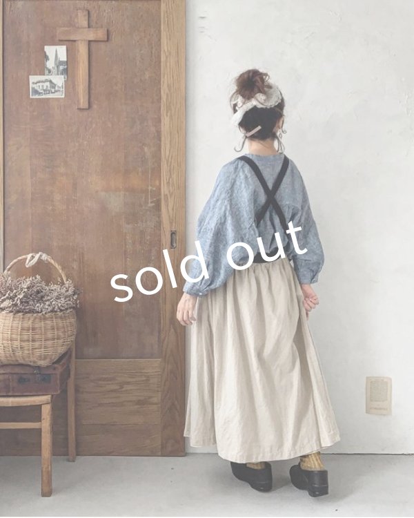 画像7: Avenue／エプロンワンピース・生成りに黒りぼん (7)