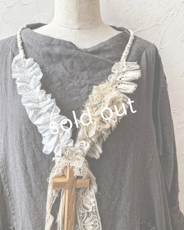 画像3: pollenbienco/アンティークレース十字架ネックレス・B (3)