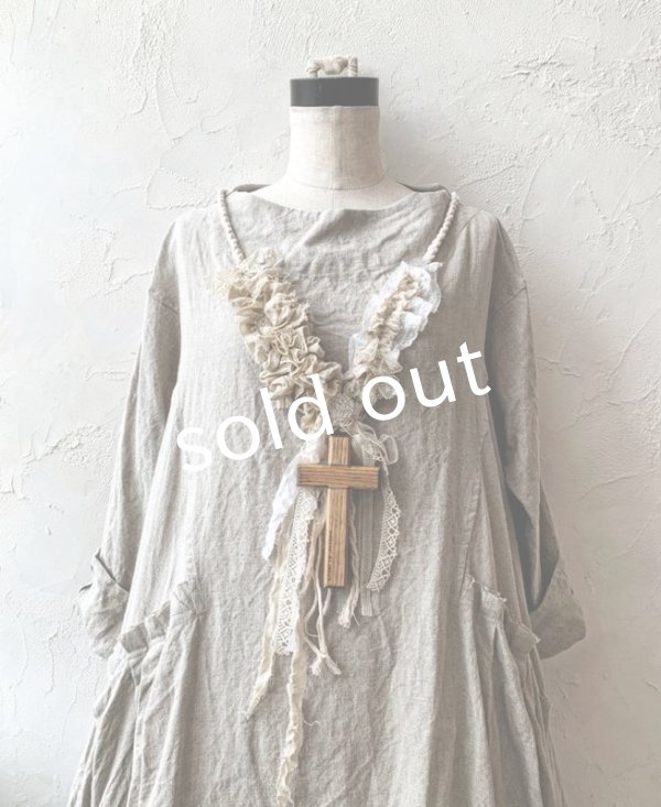 画像2: pollenbienco／アンティークレース十字架ネックレス・A (2)