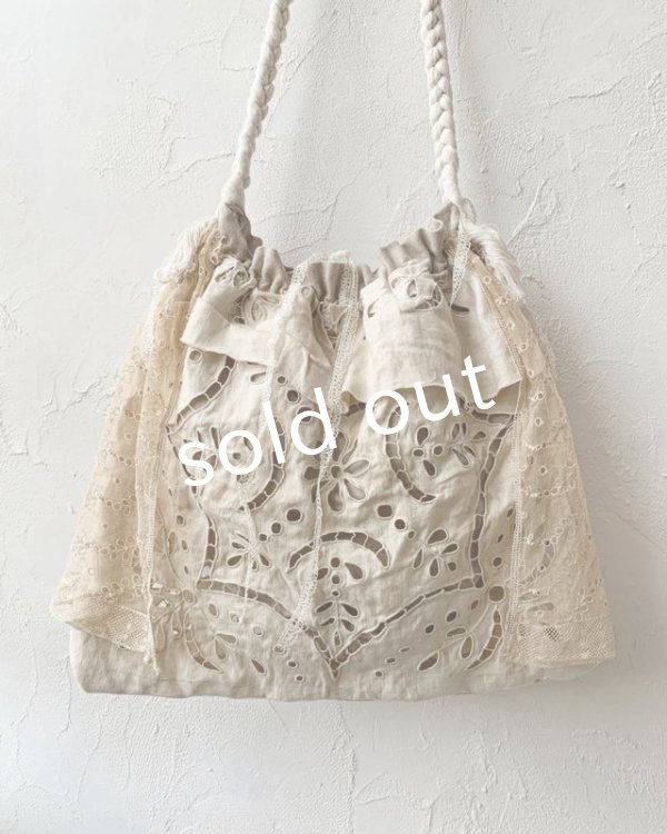 画像8: pollenbienco／アンティークレースと十字架のロープバッグ (8)