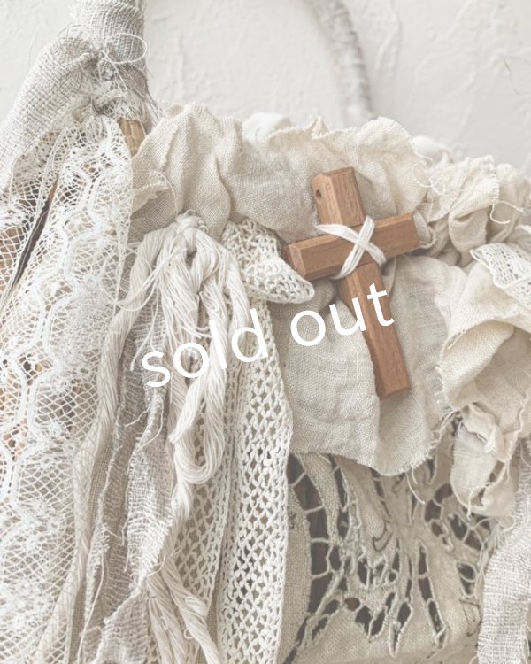 画像3: pollenbienco／アンティークレースと十字架のかごバッグ (3)