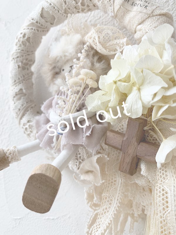 画像3: pollenbienco/アンティークレースとスケキヨのリース (3)