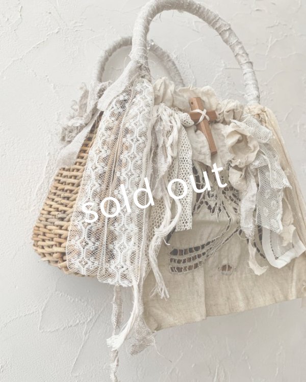 画像7: pollenbienco／アンティークレースと十字架のかごバッグ (7)