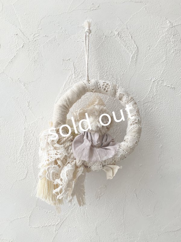 画像7: pollenbienco/アンティークレースとスケキヨのリース (7)