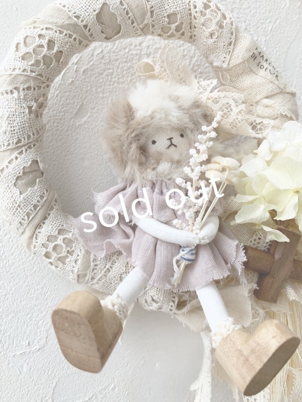 画像2: pollenbienco/アンティークレースとスケキヨのリース (2)