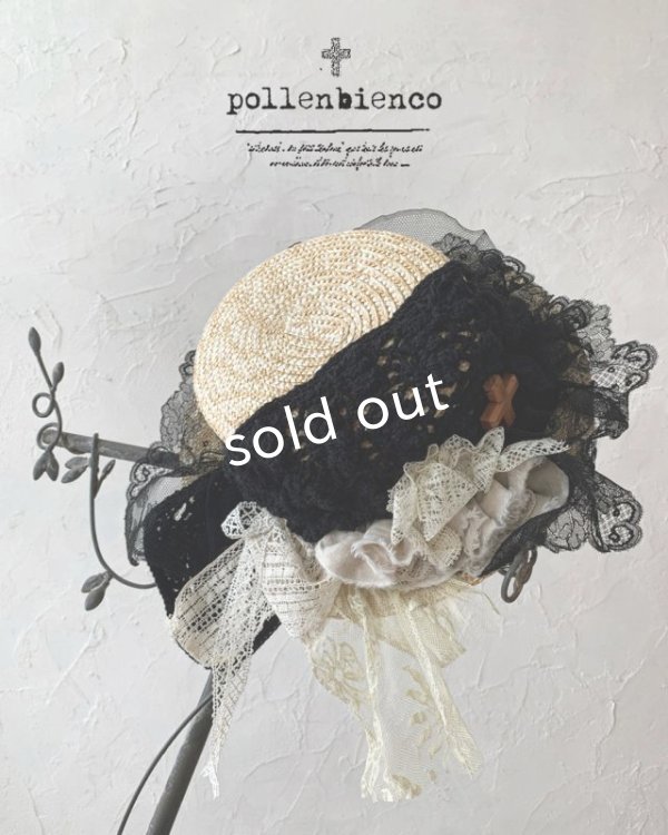 画像1: pollenbienco／アンティークレースのハット・D (1)