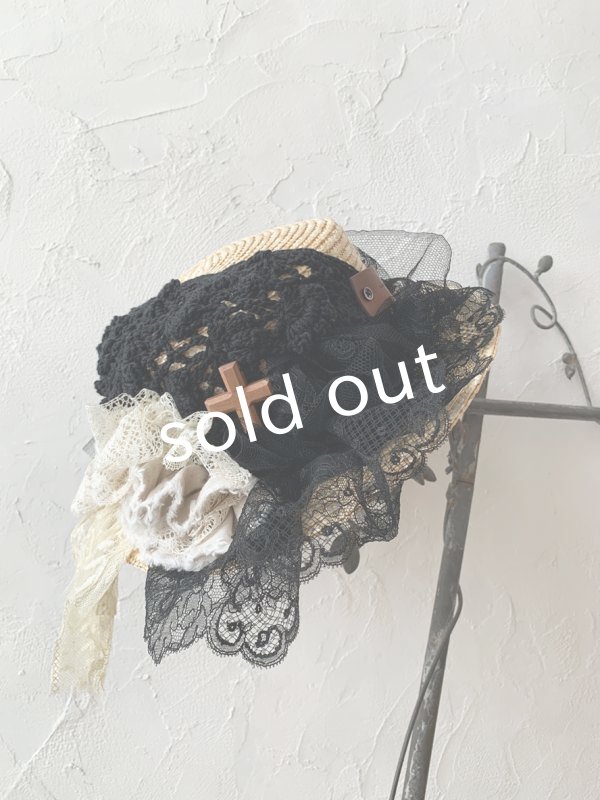 画像2: pollenbienco／アンティークレースのハット・D (2)