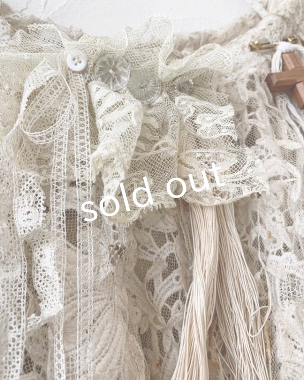 画像3: pollenbienco／アンティークレースのケープ付きキャミチュニック (3)