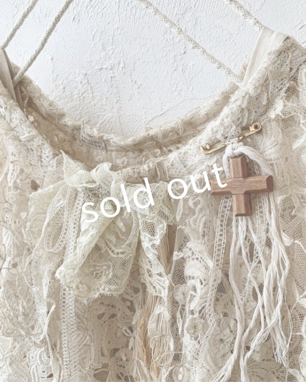 画像5: pollenbienco／アンティークレースのケープ付きキャミチュニック (5)