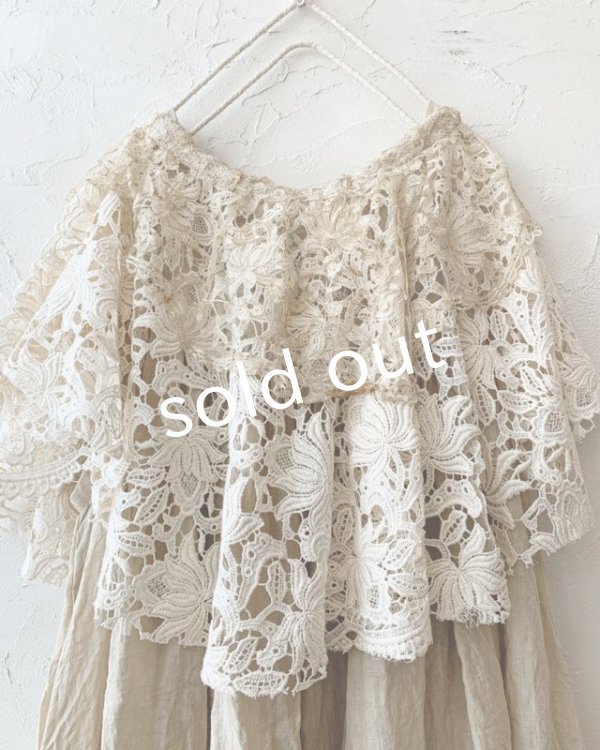 画像10: pollenbienco／アンティークレースのケープ付きキャミチュニック (10)