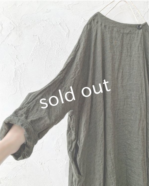 画像2: MARCHE' DE SOEUR／リネンワイドチュニック・カーキ (2)