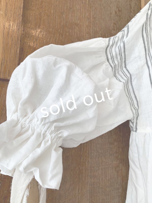 画像4: shizuka's／パフ袖アンティークレースOP・ストライプ×白A (4)