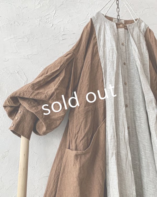 画像7: MARCHE' DE SOEUR／祈りのワンピース・アンティークブラウン×リトアニアジャガード (7)